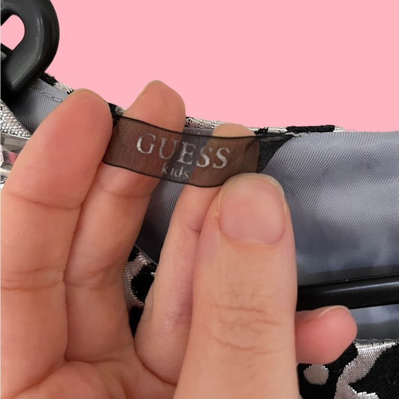 GUESS Kids Sz 10-12 black and silver cheetah print party dress with jewel detail - Picture 6 of 8